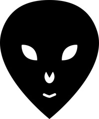 Alien face black icon, flat style
