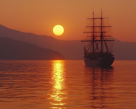 Sunset Sailboat for Mountain Bay.