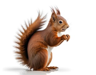 Obraz premium Red Squirrel Sitting on White Background