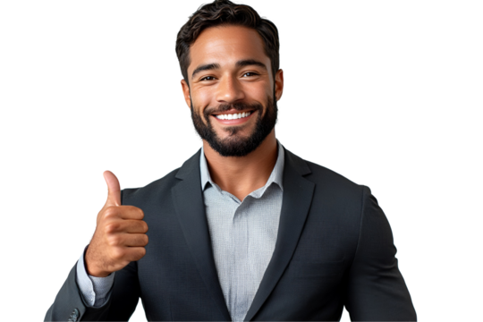 Professional man smiling giving thumbs up in confidence