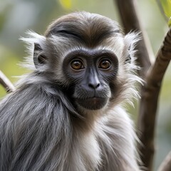 Obraz premium Portrait of a Young Grey-cheeked Mangabey Monkey