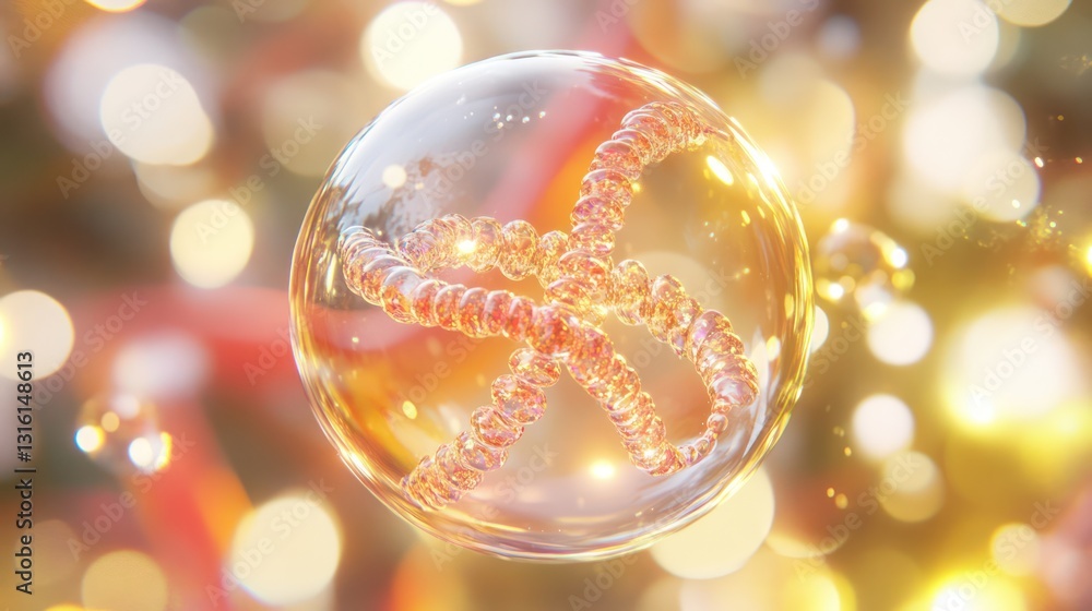 Poster cellular structure in sphere, bokeh background