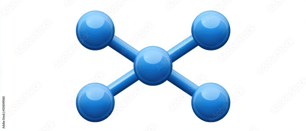 Poster abstract blue molecule structure on white background representing science technology and innovation 