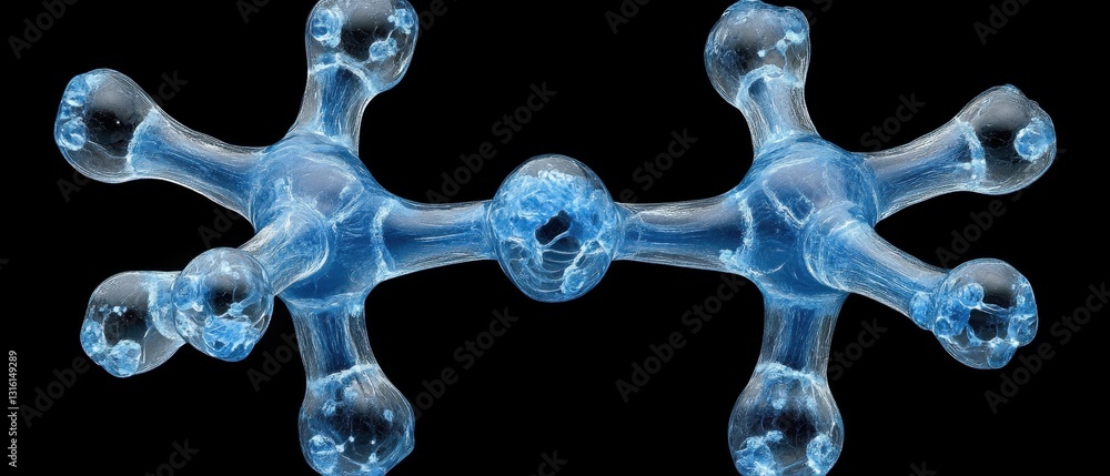 Aufkleber molecular structure of a complex compound in blue hues scientific visualization of molecule with int