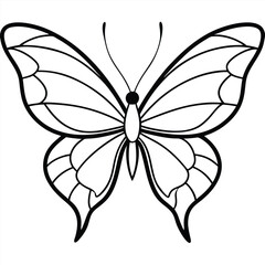 Minimalist butterfly in flight with clean line art