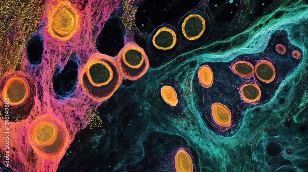 Poster abstract colorful cellular structures