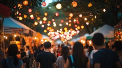Evening street fair, blurred people