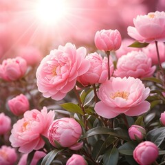 Obraz premium Pink Peonies in Sunlight