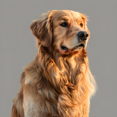 Digitally Rendered Golden Retriever on Transparent Background - Perfect for Digital Projects, Design, and Animations