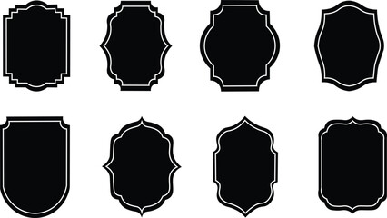 Set of vintage label and badges shape collections. Vector illustration. Black template for patch, insignias, overlay.