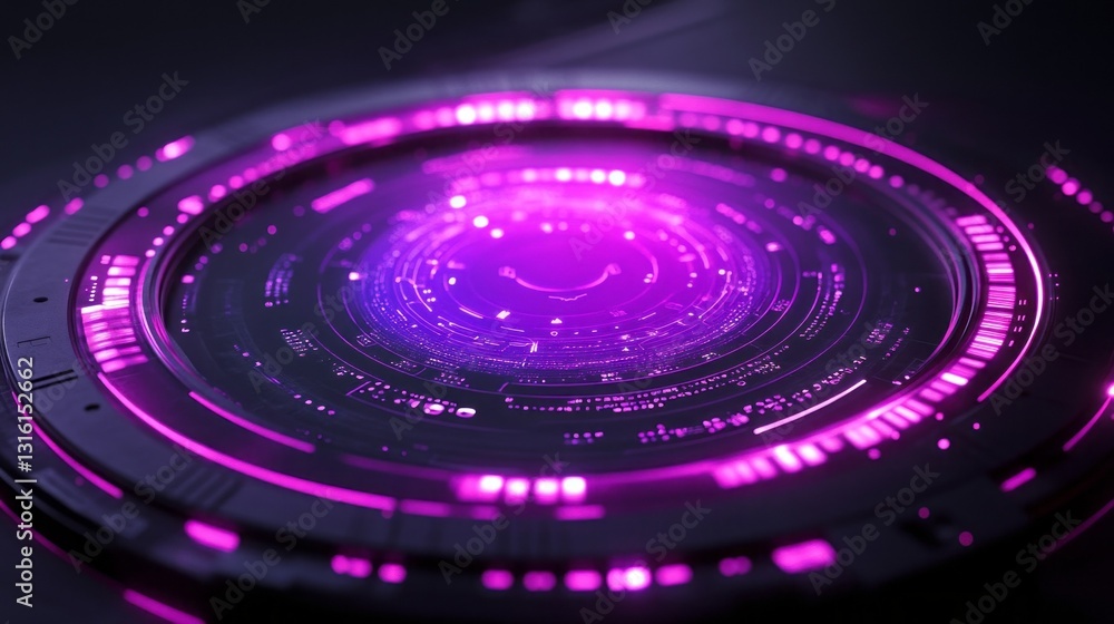 Poster a mesmerizing digital vortex radiates with vibrant shades of purple light, creating an enchanting at