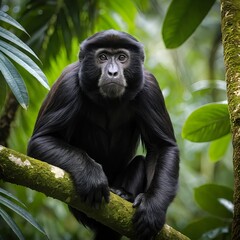 Fototapeta premium Black-Capped Capuchin Monkey in Lush Rainforest