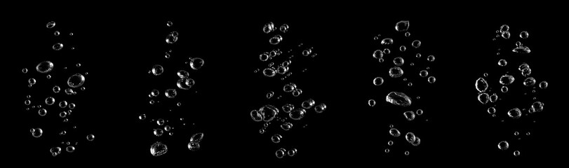 Soap bubbles, Liquid water bubbles, Black background, Abstract isolated, Oxygen design concept, Underwater, Water drops, Small underwater, Soda effect, Transparent

