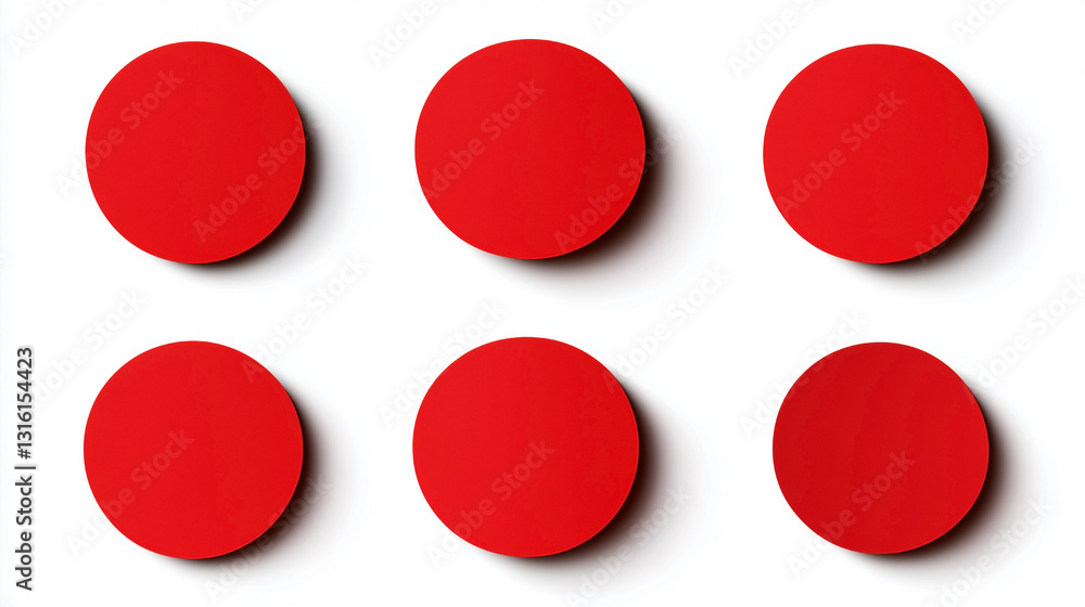 Poster a row of six red circles, all of which are the same size and color