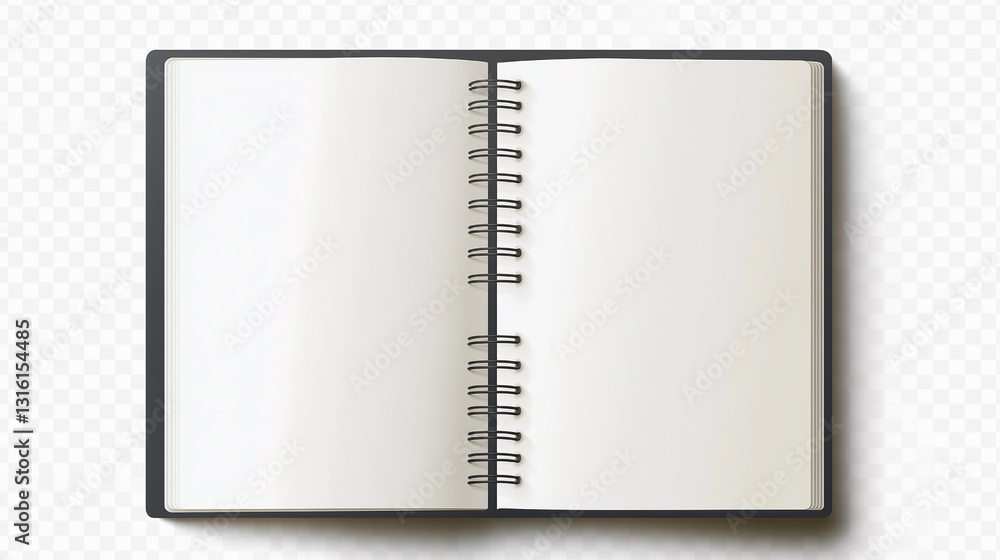 Aufkleber a spiral bound notebook is open to a blank page