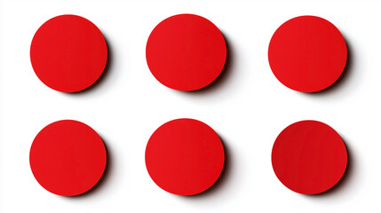A row of six red circles, all of which are the same size and color