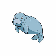 manatee cartoon vector