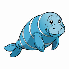 manatee cartoon vector