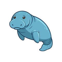 manatee cartoon vector