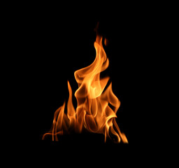 Abstract flames collection isolated on black background. Flames on black background. Concept of...