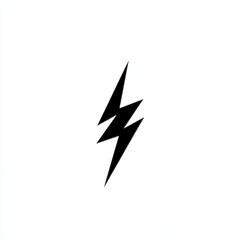 A jagged black lightning bolt set against a white background symbolizes electricity, power, and energy