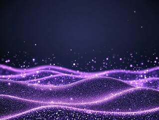 Fototapeta premium Vibrant purple waves with shimmering particles creating a dreamy atmosphere