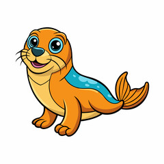 vector illustration of cartoon sea lion