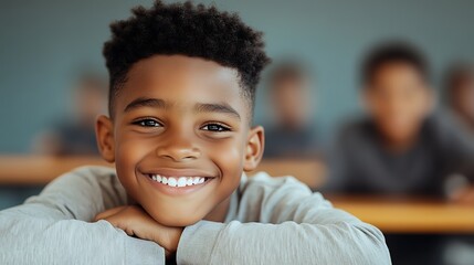 Joyful student engaging in class elementary school photography indoor close-up education