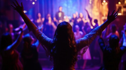 Silhouette of partygoers