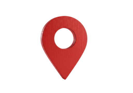 Isolated Red Wooden Location Pin Symbol