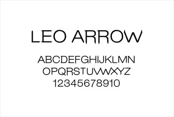 Leo Arrow font for logo and headline. Isolated vector typeset