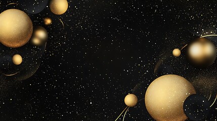 Golden Spheres and Cosmic Dust: A 3D Rendered Abstract Design AI Generated