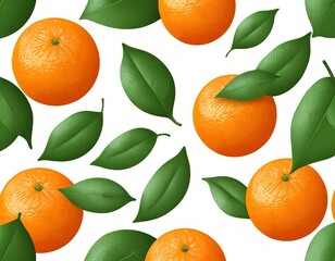 Fresh Oranges with Green Leaves