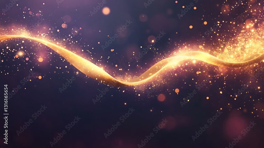 Poster golden wave digital art close-up view of enchanting abstract creation in mystical harmony