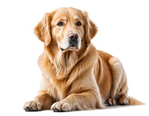 Fototapeta premium Golden Retriever Dog Lying Down, Studio Shot