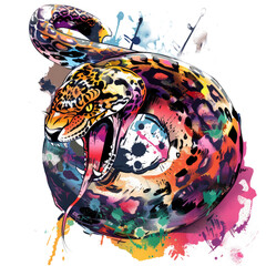 Obraz premium Neon Color snake for shirt print vector design