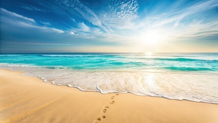 Obraz premium Summer beach vacation scenic coastal view of crystal clear waves rolling onto soft sand