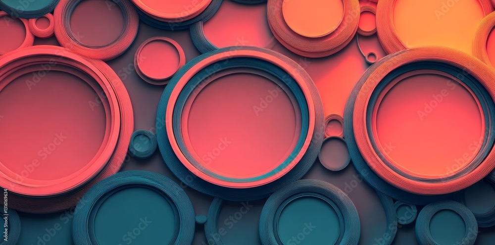 Poster a dark blue background provides the setting for an abstract composition formed by layered pink and b