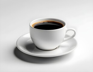Obraz premium Cup of Black Coffee on White Saucer