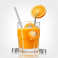 Refreshing Glass of Orange Juice with Ice