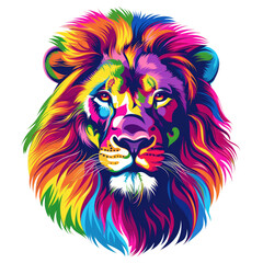 Neon Color Lion head for shirt print vector design