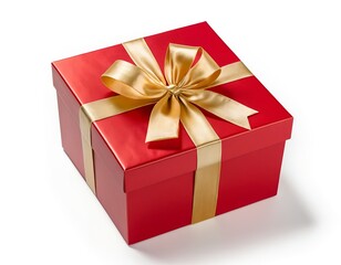 Obraz premium Red Gift Box with Gold Ribbon