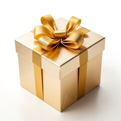 Gold Gift Box with Gold Ribbon Bow