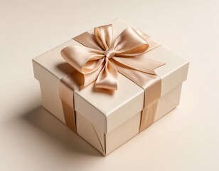 Beige Gift Box with Satin Ribbon