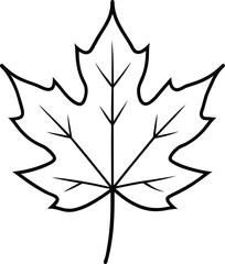 Autumn Maple Leaf Line Art - Minimalist Fall Vector Illustration