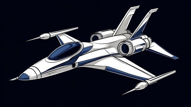 Futuristic Fighter Jet: Digital Illustration of a Sleek Spaceship Design AI Generated