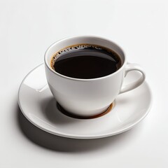 Obraz premium Cup of Black Coffee on White Saucer