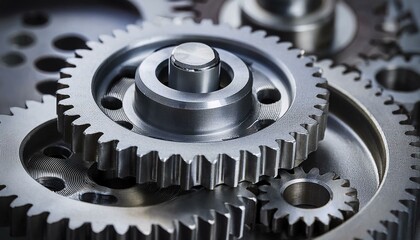 高精度な金属製歯車のメカニズム - 機械工学と製造業の技術力を象徴する美しい歯車の組み合わせ