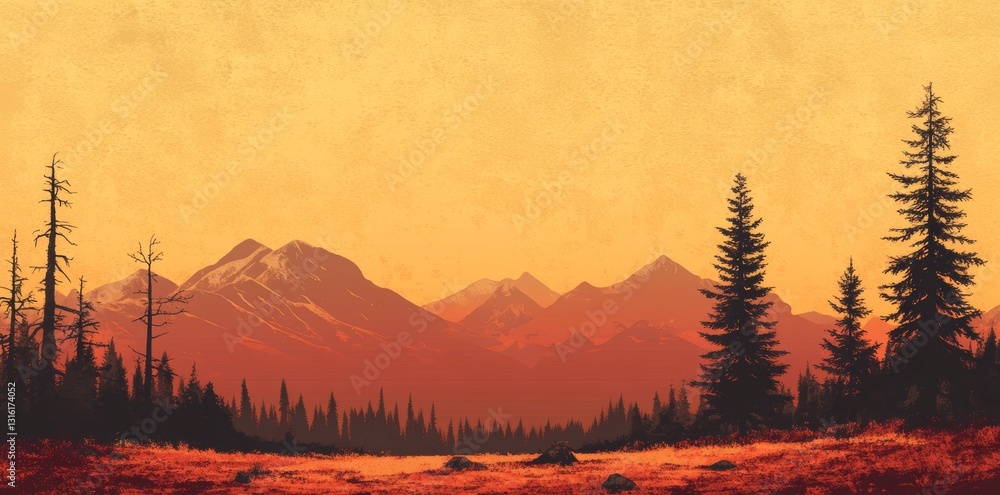 Poster horizontal orange watercolor stain forms a warm and inviting abstract background with ample copy spa