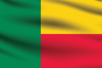 Benin flag official colors and proportion digital vector illustration. Pleated flag.